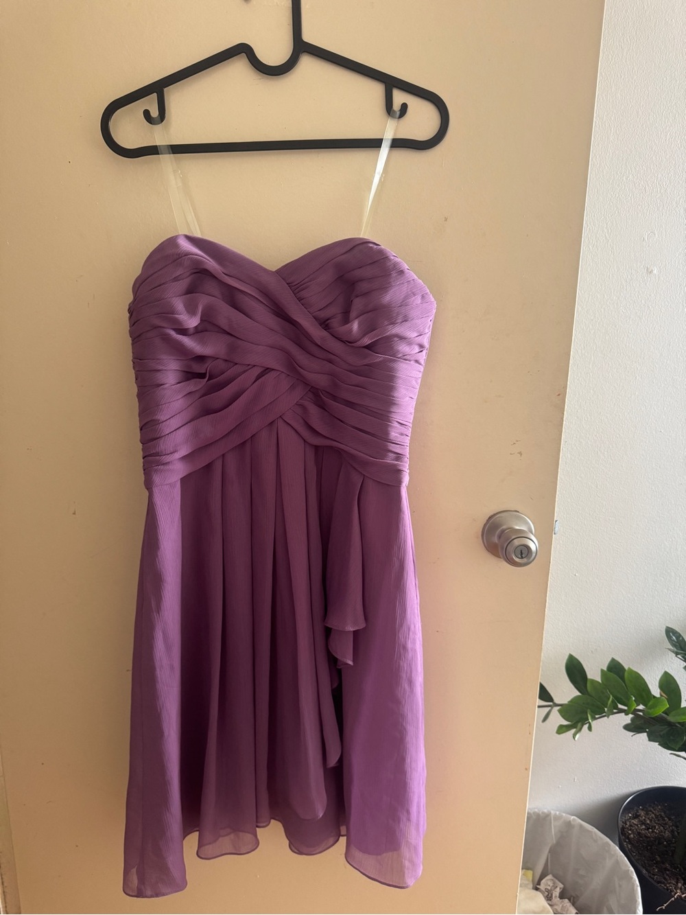 David's Bridal Strapless Lavender Chiffon Party Dress